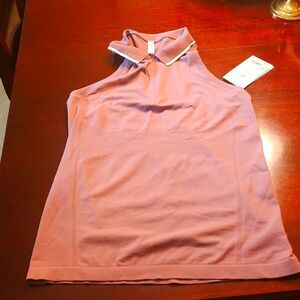 Athleta Women's Purple Momentum Polo Tank w/ Collar & Zippered Neck Size M